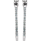 Platinum 1/4 CTW Natural Diamond Inside-Outside Hoop Earrings