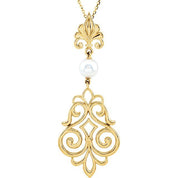 14K White Cultured White Akoya Pearl Pendant