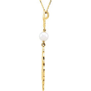 14K White Cultured White Akoya Pearl Pendant