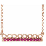 14K Rose Natural Ruby Infinity-Inspired Bar 16" Necklace