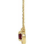 14K Yellow 5.5 mm Natural Ruby 1/10 CTW Natural Diamond 18" Necklace