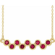 14K Yellow Lab-Grown Ruby Bezel-Set Bar 16-18" Necklace