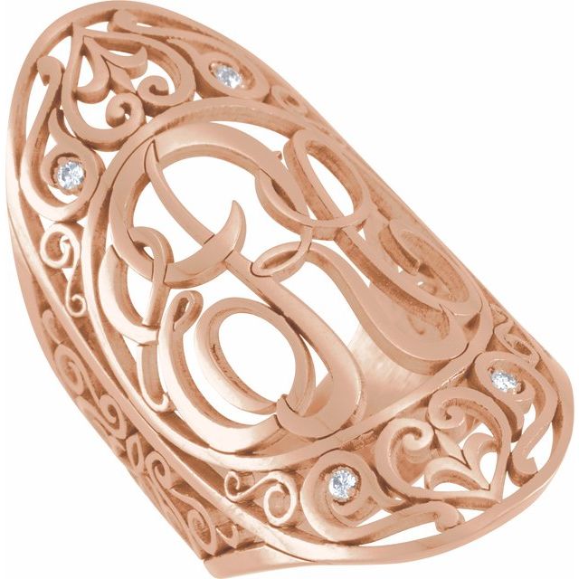 14K Rose .04 CTW Natural Diamond 3-Initials Script Monogram Ring