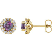 14K Yellow 4.5 mm Lab-Grown Alexandrite & 1/4 CTW Natural Diamond Earrings