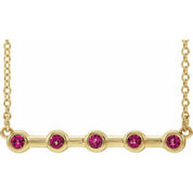 14K Yellow Natural Pink Tourmaline Bezel-Set Bar 16" Necklace