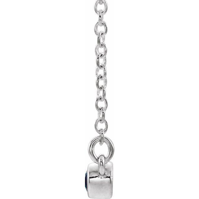 Sterling Silver Natural Pink Tourmaline Bezel-Set Bar 18" Necklace