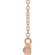 14K Rose Natural Pink Tourmaline Bezel-Set Bar 18" Necklace