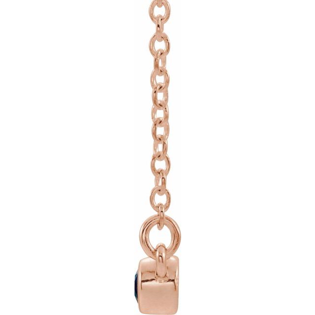 14K Rose Natural Pink Tourmaline Bezel-Set Bar 18" Necklace