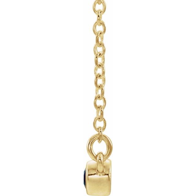 14K Yellow Natural Pink Tourmaline Bezel-Set Bar 16" Necklace