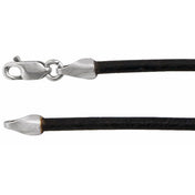 14K White 2 mm Black Leather 18" Cord