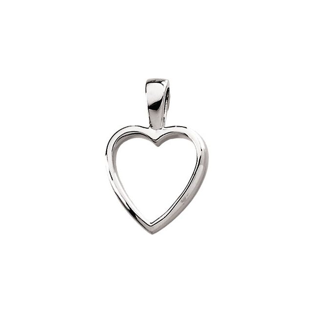 14K White Heart Pendant