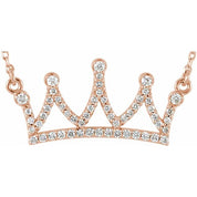14K Rose 1/5 CTW Natural Diamond Crown 16" Necklace