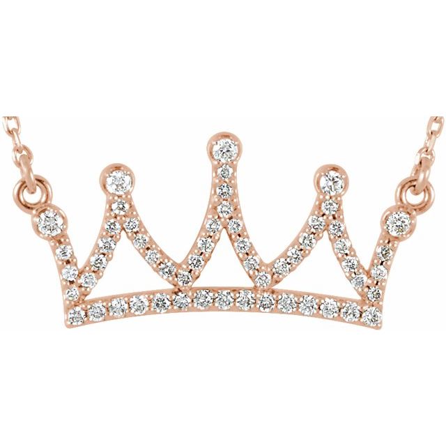 14K Rose 1/5 CTW Natural Diamond Crown 16" Necklace