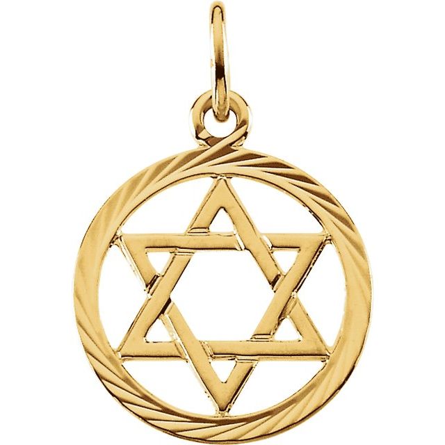 14K Yellow 12 mm Star of David Pendant