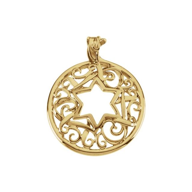 18K Yellow 34x27.5 mm Star of David Pendant