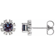 Sterling Silver Lab-Grown Alexandrite & 1/2 CTW Natural Diamond Earrings