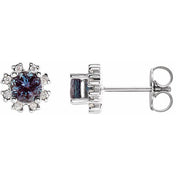 14K White Lab-Grown Alexandrite & 1/2 CTW Natural Diamond Earrings