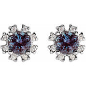 Sterling Silver Lab-Grown Alexandrite & 1/2 CTW Natural Diamond Earrings