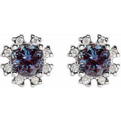 Sterling Silver Lab-Grown Alexandrite & 1/5 CTW Natural Diamond Earrings