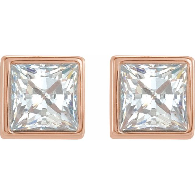 14K Rose 1/2 CTW Lab-Grown Diamond Bezel-Set Earrings