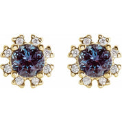 14K Yellow Lab-Grown Alexandrite & 1/2 CTW Natural Diamond Earrings
