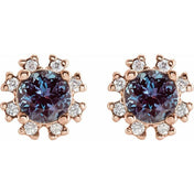 14K Rose Lab-Grown Alexandrite & 1/2 CTW Natural Diamond Earrings