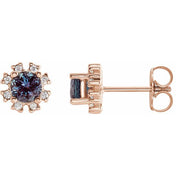 14K Rose Lab-Grown Alexandrite & 1/2 CTW Natural Diamond Earrings
