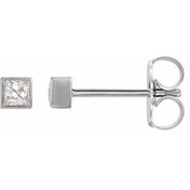 14K White 3/8 CTW Lab-Grown Diamond Bezel Earrings