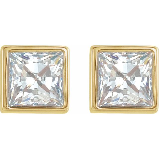 2 CTW Lab-Grown Diamond Bezel-Set Earrings