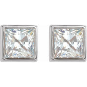 14K White 1/2 CTW Lab-Grown Diamond Bezel-Set Earrings