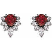 Sterling Silver Natural Mozambique Garnet & 1/6 CTW Natural Diamond Earrings