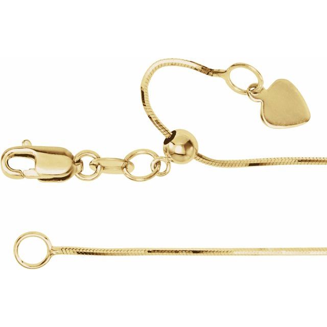 14K Yellow .8 mm Adjustable Snake 16-22" Chain