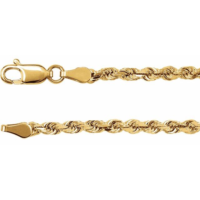 14K Yellow Diamond-Cut Rope Chain 20" - CH951:105:P