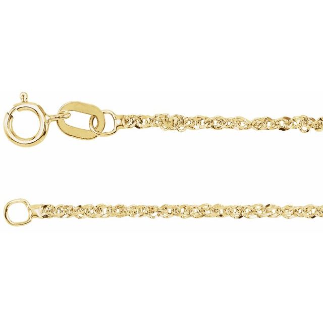 14K Yellow 1.2 mm Diamond-Cut Singapore 16" Chain