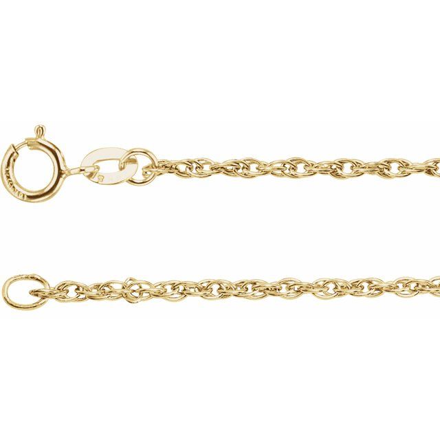 14K Yellow 1.5 mm Rope 18" Chain