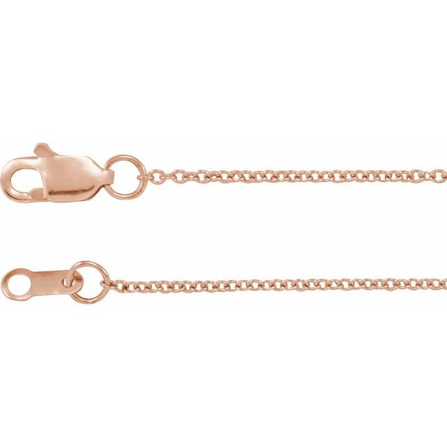 14K Rose 1 mm Cable 16" Chain