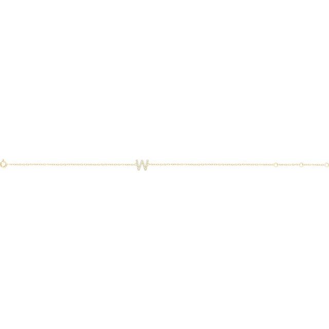 14K Yellow .07 CTW Natural Diamond Initial W 6-7" Bracelet
