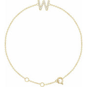 14K Yellow .07 CTW Natural Diamond Initial W 6-7" Bracelet