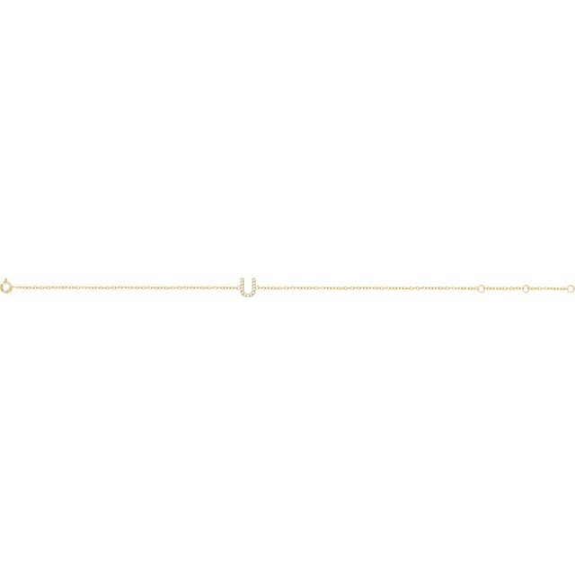 14K Yellow .05 CTW Natural Diamond Initial U 6-7" Bracelet