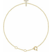 14K Yellow .05 CTW Natural Diamond Initial T 6-7" Bracelet