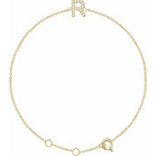 14K Yellow .06 CTW Natural Diamond Initial R 6-7" Bracelet