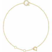 14K Yellow .07 CTW Natural Diamond Initial Q 6-7" Bracelet