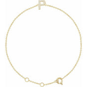 14K Yellow .05 CTW Natural Diamond Initial P 6-7" Bracelet