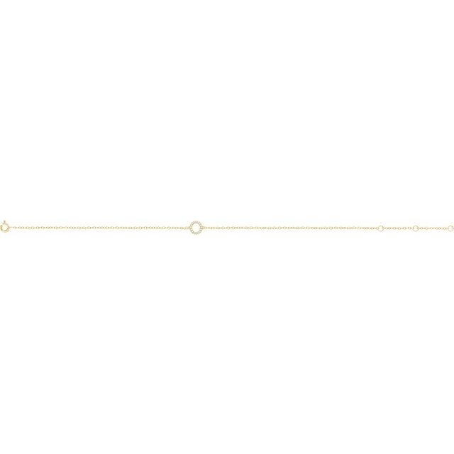 14K Yellow .06 CTW Natural Diamond Initial O 6-7" Bracelet