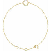 14K Yellow .06 CTW Natural Diamond Initial O 6-7" Bracelet