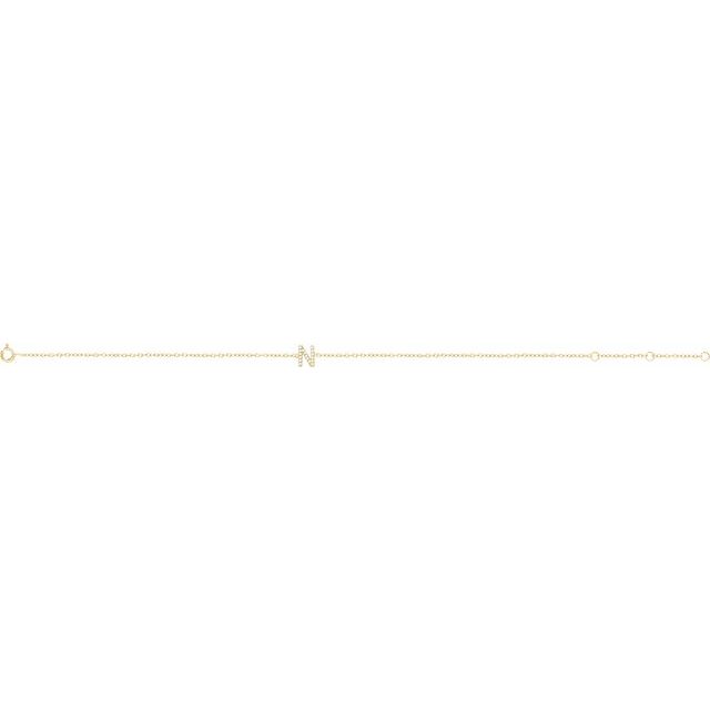 14K Yellow .06 CTW Natural Diamond Initial N 6-7" Bracelet