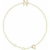 14K Yellow .06 CTW Natural Diamond Initial N 6-7" Bracelet