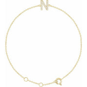 14K Yellow .06 CTW Natural Diamond Initial N 6-7" Bracelet