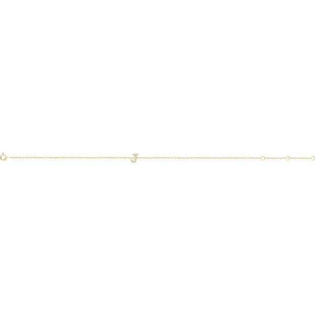 14K Yellow .05 CTW Natural Diamond Initial J 6-7" Bracelet