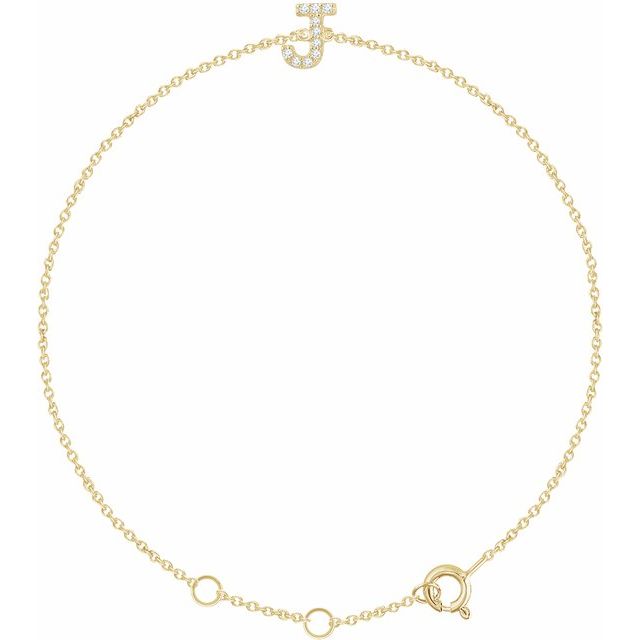14K Yellow .05 CTW Natural Diamond Initial J 6-7" Bracelet